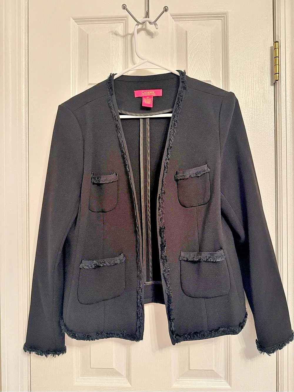 Catherine Black Fringe Trim Blazer Size 4P